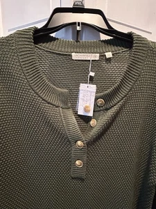 Paper Store Uncharted Threads 1/4 Button Pullover Green Sweater Size Small NWT - Picture 1 of 12