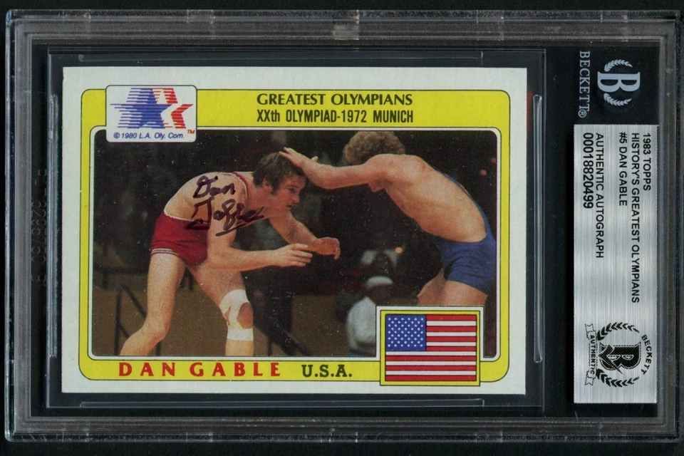Dan Gable #5 signed autograph 1983 Topps History's Greatest Olympians Card BAS - Image 1 of 2