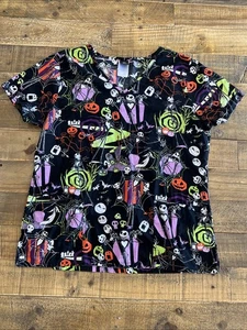 Women’s Disney Nightmare Before Christmas V Neck Scrub Top Size Medium - Picture 1 of 8