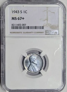 1943 S Ms67+ Toned Steel Cent Massive Jump To Ms68 - Picture 1 of 2