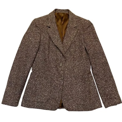 Blazer Oscar de la Renta Vintage Años 90 Marrón Tweed Oscuro Academia Dinero Antiguo Talla 4 Foto 1 de 4