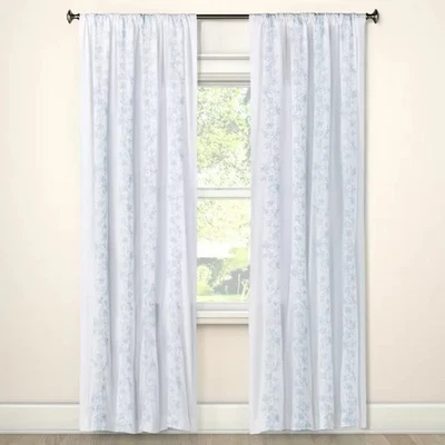 NUEVOS PANELES CORTINA SIMPLES SHABBY CHIC BORDADOS FLORALES 100% ALGODÓN Foto 1 de 4