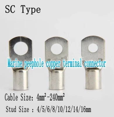 SC Type Marine Peephole Copper Lug Terminal Battery Welding Cable Tube Connector - Image 1 of 4