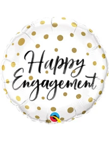 Gold Dots Happy Engagment Uninflated Helium Balloon - Picture 1 of 1