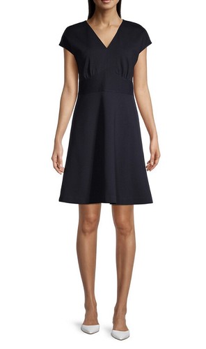 Abito Kate Spade New York Ponte A line in maglia nera elasticizzato cappuccio manica taglia M