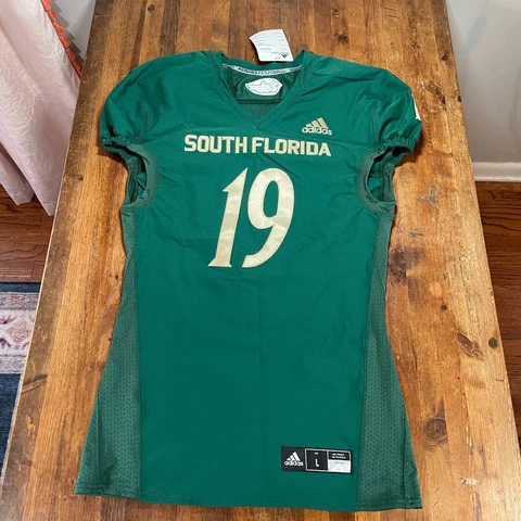 University of South Florida Jersey Mens Large Green Adidas Authentic 2019 Rare Cover