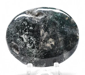 2,1 Zoll Grüner Moos Achat Palme Stein Cabochon poliert Naturkristall Mineral Indien - Bild 1 von 4