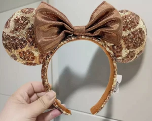 Disney Parks GIRAFFE Animal Print Sequin Minnie Ears Headband LIMITED EDITION - Picture 1 of 3