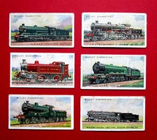WILLS  SIX 1924 VINTAGE CIGARETTE CARDS  RAILWAY ENGINES  No's 8-10-12-18-24-25