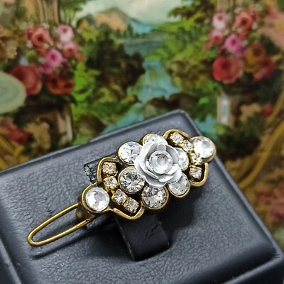 Horquilla Michal Negrin Rosa Blanca y Cristales de Swarovski Flor Romántica Pequeño Regalo Foto 1 de 4