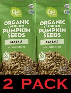 2x Go Raw USDA Organic Sprouted Pumpkin Seeds with Sea Salt NON GMO 22 oz 2 PACK - Picture 1 of 3