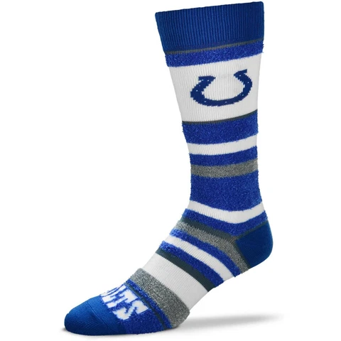 Indianapolis Colts Football Soft Stripe Crew-Length Fuzzy Socks Cover