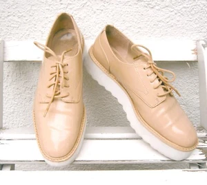 Schuhe Schnürer Loafer Slipper Mokassins creme beige weiß Lackleder 38 ZARA - Bild 1 von 2