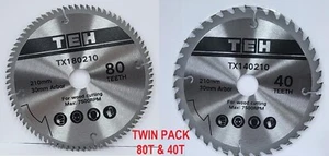 210mm Circular Saw Blade TCT Wood Mitre saw blade 80T & 40T Teeths Festool Bosch - Picture 1 of 7