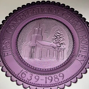 Rowley MA First Congregational Church Massachusetts Pairpoint Glass Cup Plate - Picture 1 of 7