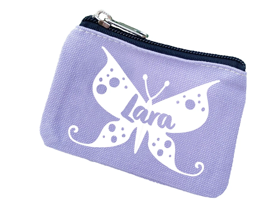 Personalised Kids Coin Purse Butterfly Girls Holiday Lunch Money Wallet Children - Image 1 of 1