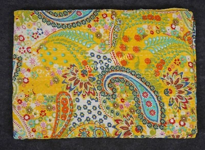 Colcha de algodón con estampado de cachemira cosida a mano bohemia kantha 90 x 108 pulgadas Foto 1 de 4