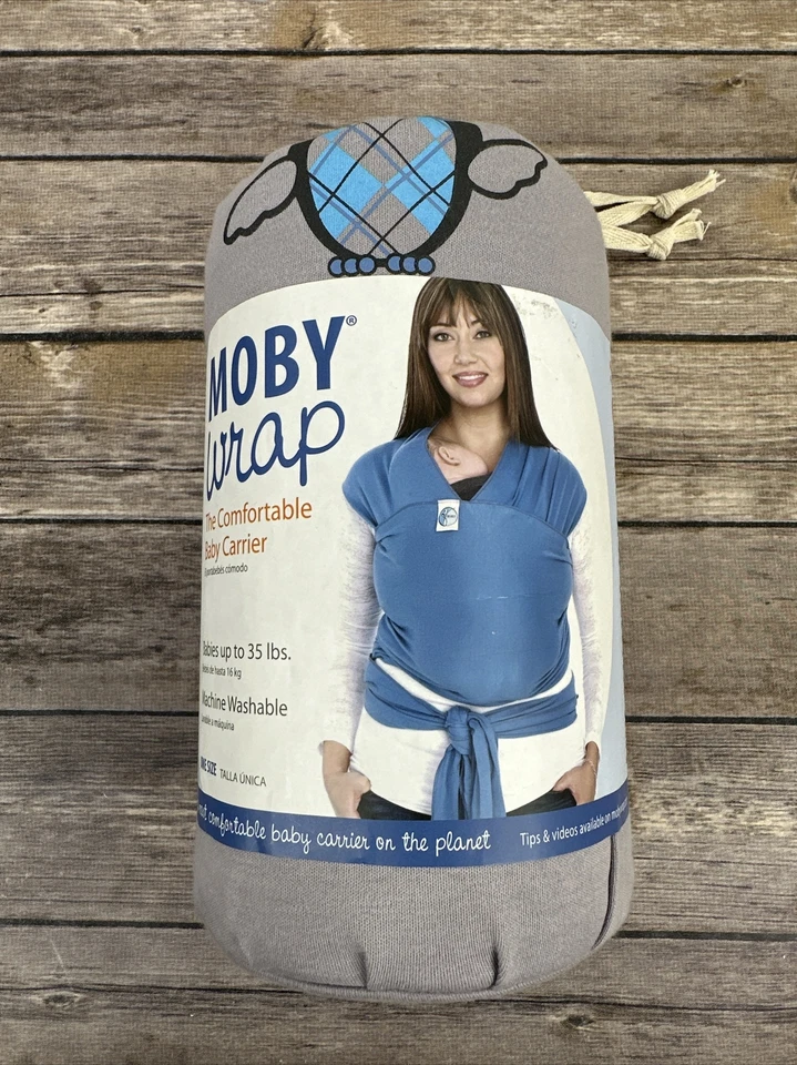 Moby Wrap el cómodo portabebés para bebés 8-35 libras gris Hoot clásico Foto 1 de 4