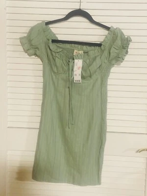 Urban Outfitters ruched Green Mini dress Kiss The Sky Size Medium Women NWT - Image 1 of 4