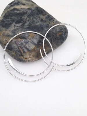 925 Sterling Silver Swirl Spiral Threader Hoop Earrings Thin Wire 30mm(1.18") - Image 1 of 4