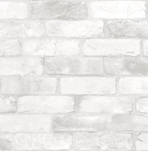 NuWallpaper NU2218 Loft Brick Peel Stick 20.5" x 216", White & Off-White  - Picture 1 of 7