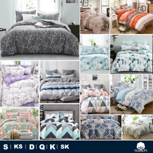 2025 New All Size Bed Doona Quilt Duvet Cover Set 100% Cotton Premium Bedding - Picture 1 of 26
