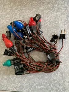 Vintage 50's C7 Christmas Light Strand Red / Green Wire Gilbert  24 Socket - Picture 1 of 1