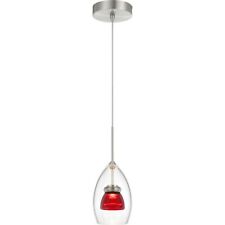 Cal Lighting 13" Metal and Glass Mini Pendant, Clear/Red Clear - UP-128-CL-REDCL