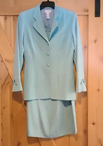 Liz Claiborne 100% Silk Dress Suit Blazer Lined Blue Size 10 2 Piece Office - Imagen 1 de 23