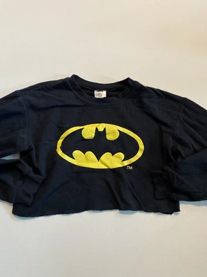 Batman Sweatshirt Women's Medium Pullover Black Crop Fleece Crew - Image 1 of 4