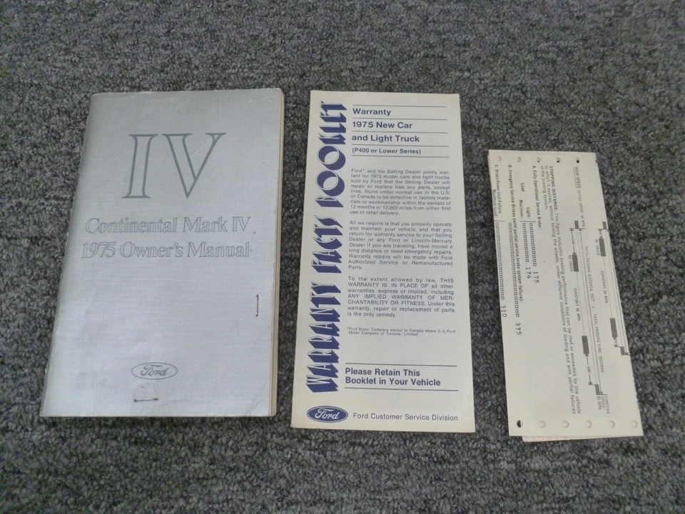 Lincoln Continental Mark IV 1975 cupé manual del operador del propietario conjunto de guía del usuario xz Foto 1 de 1
