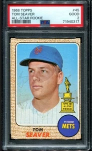 PSA 2 GOOD 1968 TOPPS TOM SEAVER #45 METS ALL-STAR ROOKIE HOF 40316 KD263 - Picture 1 of 2