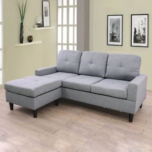 Pick Up New Grey Linen 2-Piece Living Room Sofa Set - Picture 1 of 3