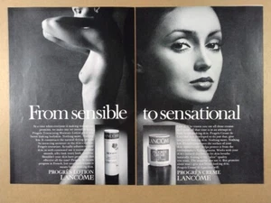 Lancome Progres 1977 loción y crema mujer foto vintage estampado anuncio - Imagen 1 de 1