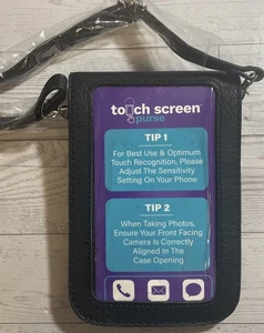 Touch Screen Crossbody Black Leather Purse NNT Festival Concert Theme Park - Picture 1 of 6