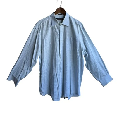 Hathaway Platinum Mens Dress Shirt Blue & White Checked Size Large  H-1 - Image 1 of 4