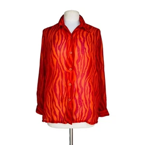 Top western ANTHONY MARK HANKINS taglia M arancione a righe crepe frange manica lunga - Foto 1 di 2