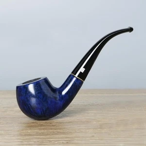 Bent Tobacco Pipe Handmade Pipe with 9 mm Filters AA0008L(Blue) - Picture 1 of 6