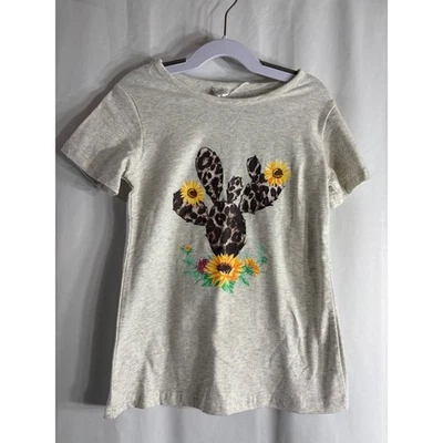 Camiseta Top Niños Niñas Crema Cactus Gráfico Girasol Talla 8/10 Foto 1 de 2