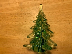 Vintage Italian Art Glass Clear Green Swirl Solid Christmas Tree Figure 6.25"T - Picture 1 of 4