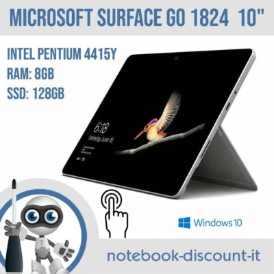 Microsoft SURFACE GO 1824  10"  Cpu Pentium 4415Y  8gb RAM  SSD 128gb Win10Pro - Immagine 1 di 4
