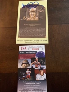 RYNE SANDBERG SIGNED HALL OF FAME PLAQUE Baseball Chicago Cubs JSA - Picture 1 of 2
