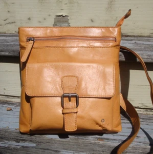 WILD WEST LOS ANGELES Tan Leather Crossbody Handbag Shoulder Boho Hippie Purse - Imagen 1 de 12
