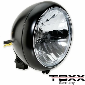 ToXx H4 Motorrad Scheinwerfer 7 Zoll schwarz klar Custom Chopper Bobber Custom - Bild 1 von 4