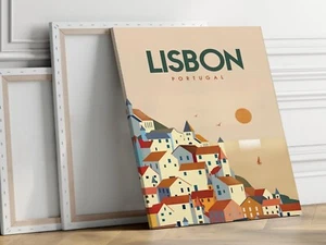 Lisbon Portugal 40x50cm Stretched Travel Canvas Wall Art Print - Picture 1 of 3
