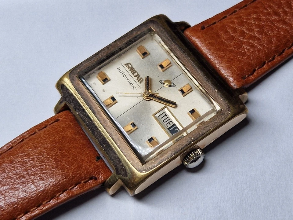 Reloj TV vintage ENICAR Sherpa 100 caja chapada en oro cal A - R 177 Foto 1 de 1