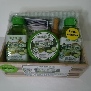 Juicy Bath Non-GMOBody Wash Bath Set 8pc New Cucumber Melon Kale Celery Gift  - Picture 1 of 12