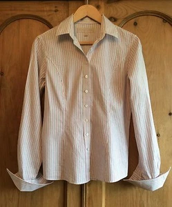 Fenn Wright Manson Studio Pink & Blue Pinstripe Shirt - 10 - Picture 1 of 5