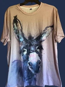 Camiseta Mujer Estampado Burro Talla Grande Color Caqui Nuevo Animal Caballo Donkies Granja - Imagen 1 de 3