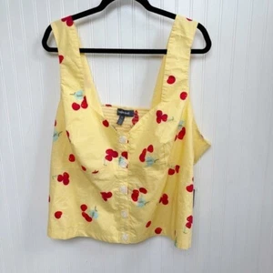ModCloth gelb & rot Kirschen Print Little Darling Tank Damen Übergröße 3X NEU - Bild 1 von 5